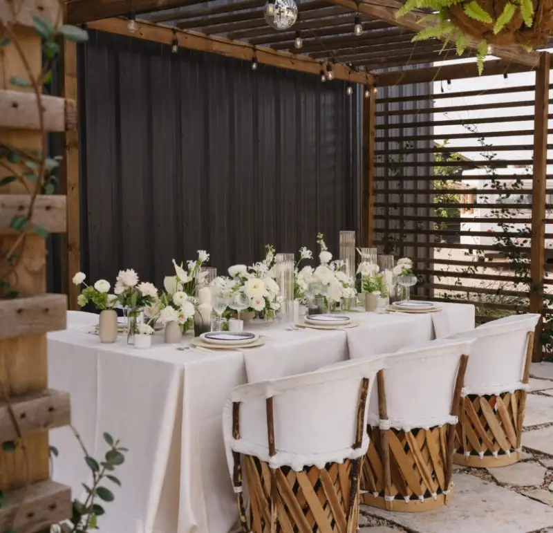 Couple walking at Rancho Moonrise ranch wedding venue