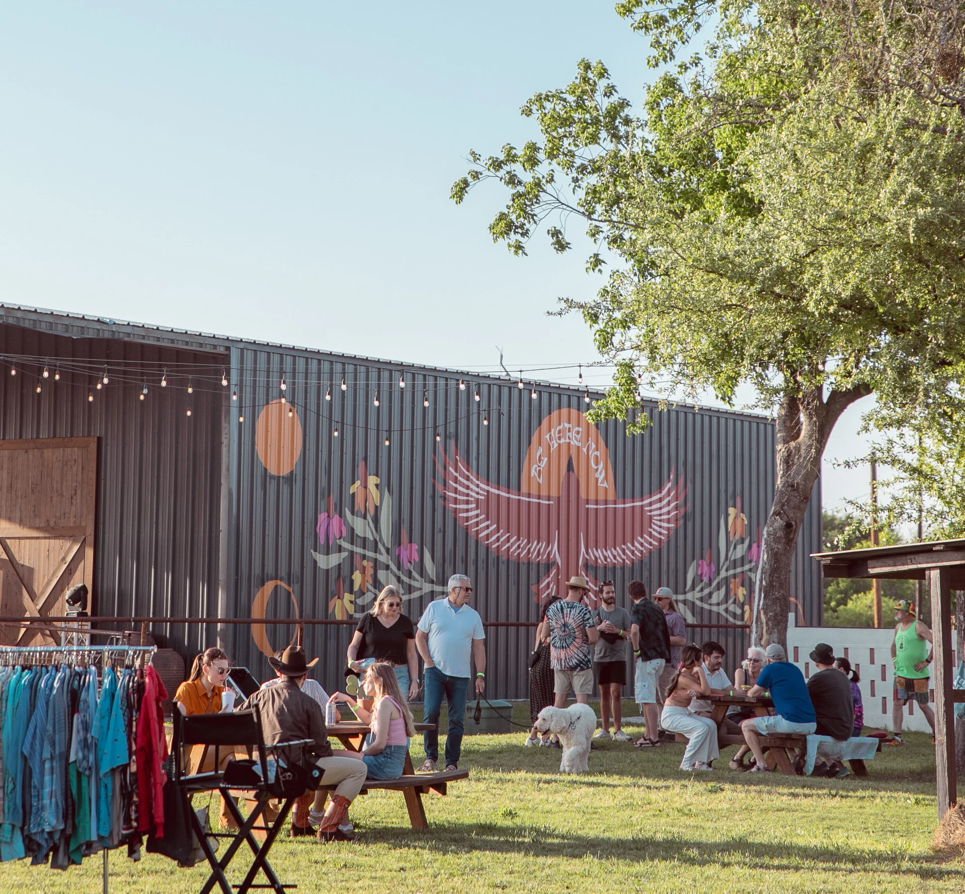 Neon Moon Bar and Lounge at Rancho Moonrise with neon signage, cocktail bar, and lounge seating