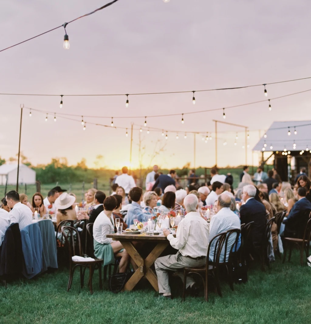 Wedding reception setup inside the Event Barn at Rancho Moonrise